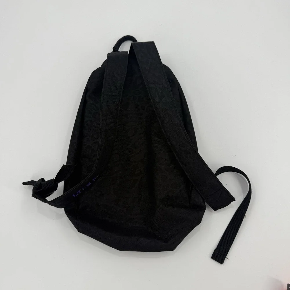 Dakine Black Backpack Purple Logo Floral Lined Bungee Cord School Daypack
